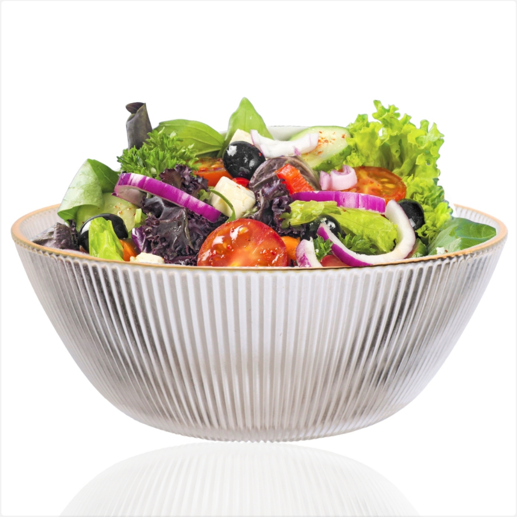 Tigela Bowl 2L Louça de Vidro Com Borda Dourada