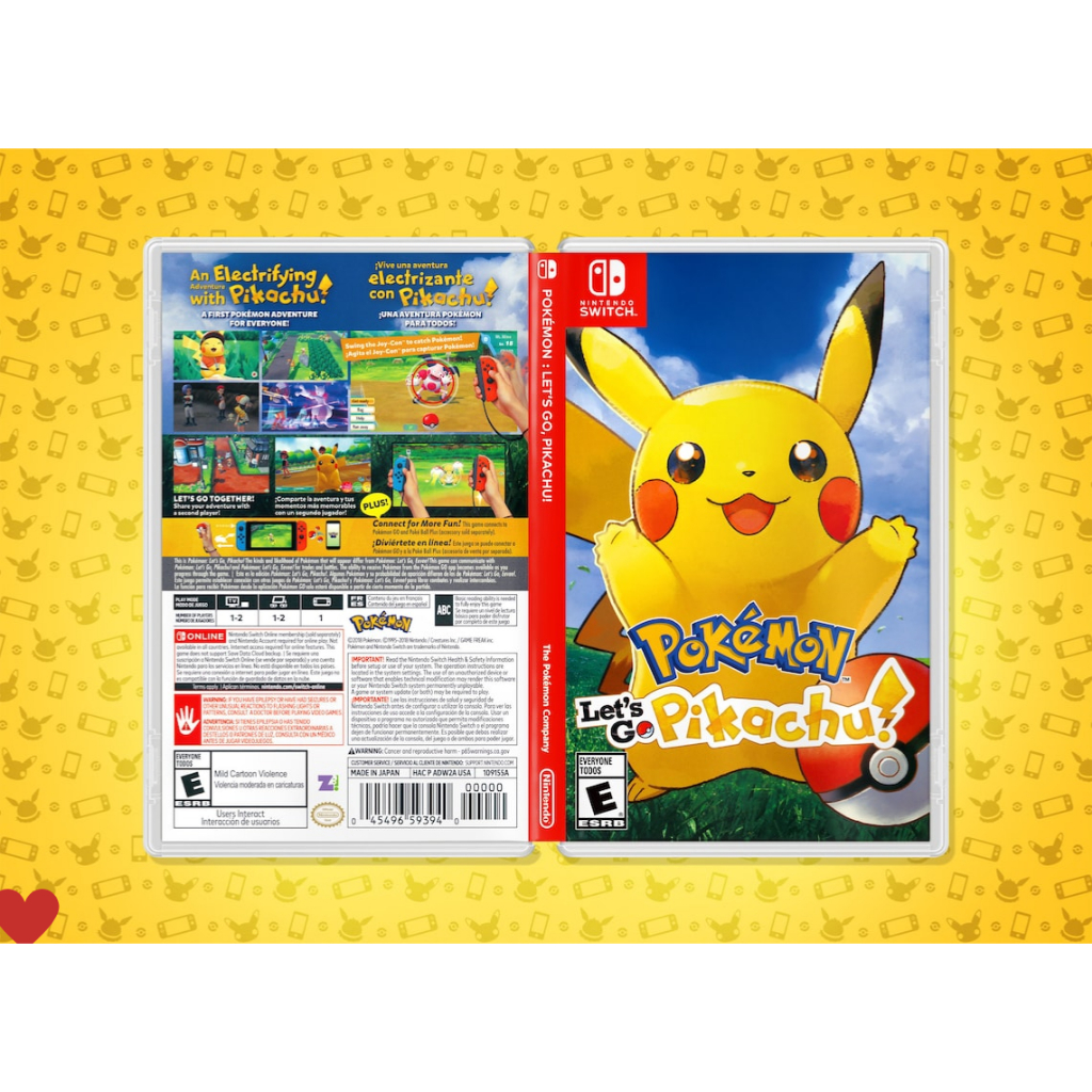Pokémon Let's Go Pikachu Encarte Impresso - Reposição de Capa Frente e Verso - Nova Case e Cover