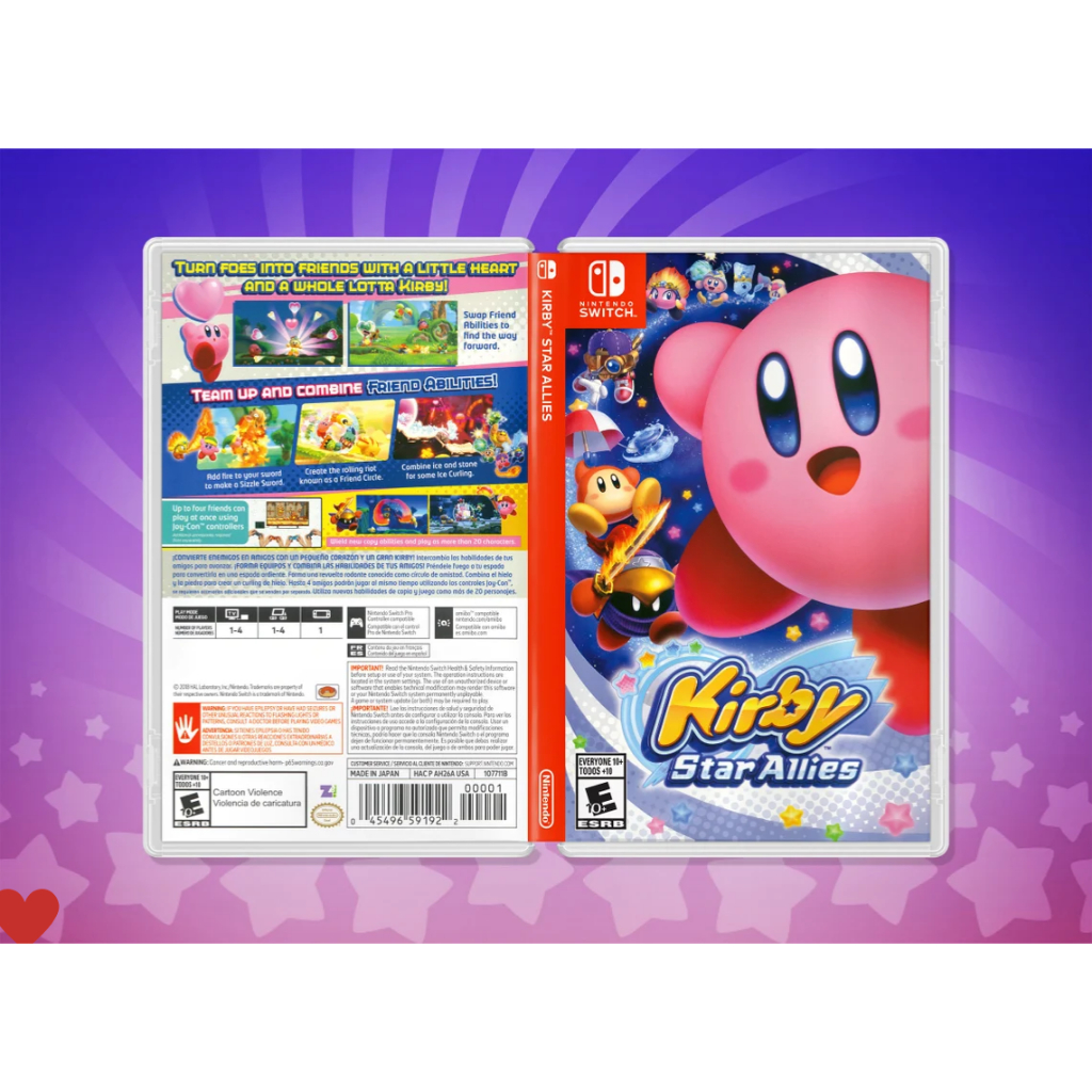 Kirby Star Allies Encarte Impresso Switch - Reposição de Capa Frente e Verso - Nova Case e Cover