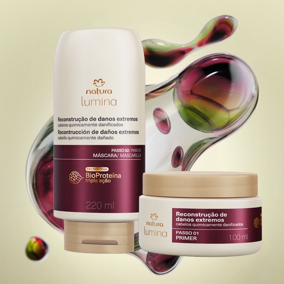 Tratamento INTENSIVO - Danos EXTREMOS - Kit de reconstrução para cabelos quimicamente danificados - LUMINA - Natura