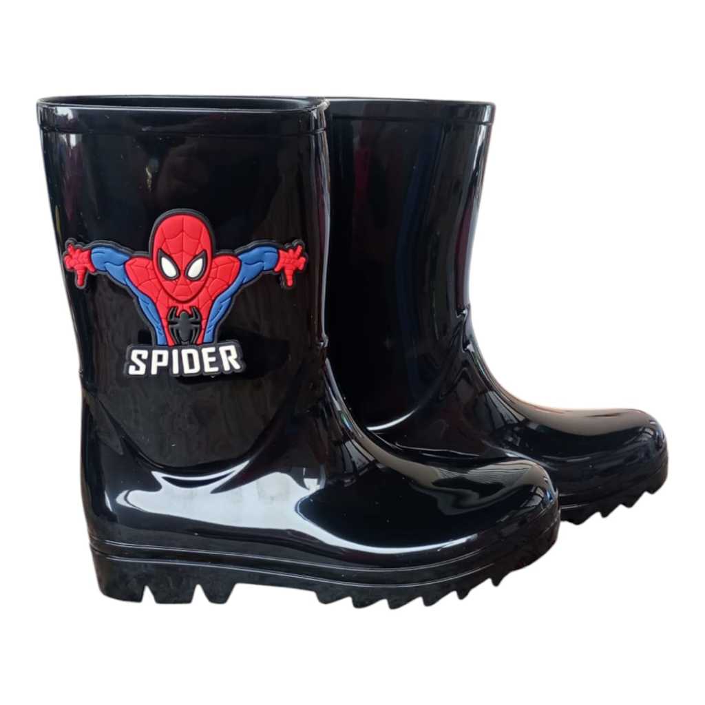 Galocha Bota de Chuva homem Aranha Cano Alto 17CM Confortável Menino Impermeável Infantil Juvenil antiderrapante
