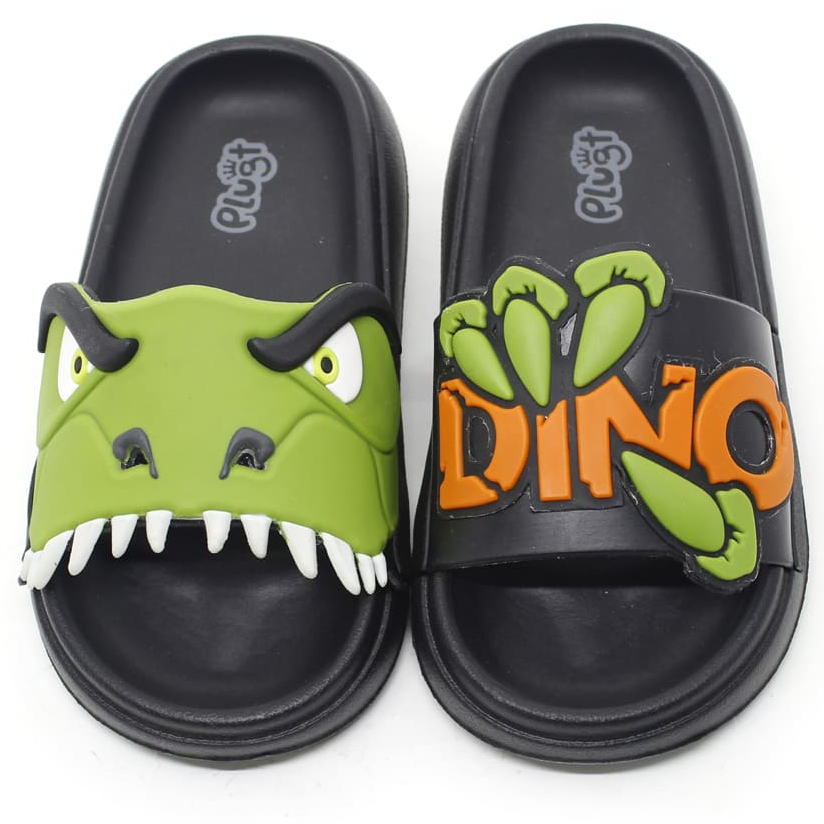 Chinelo Slide Nuvem Infantil Plugt Menino Dinossauro Floquinho Macio Divertido Confortável Seguro