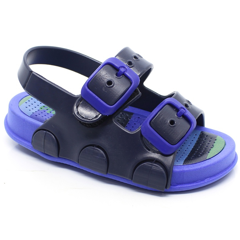 Sandália Infantil Plugt Menino Confortável Listras Azul Marinho - Baby & Kids Fashion