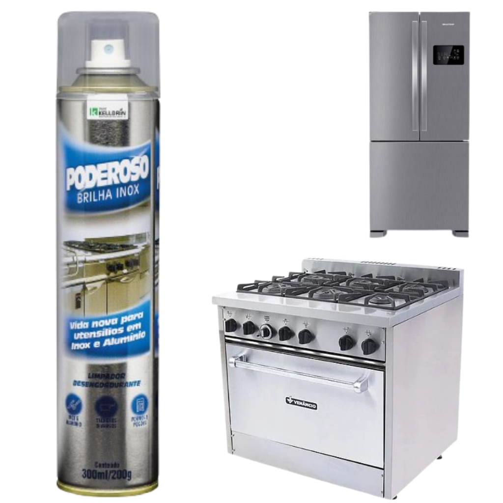 Poderoso Brilha Inox Fogão Forno 300ml