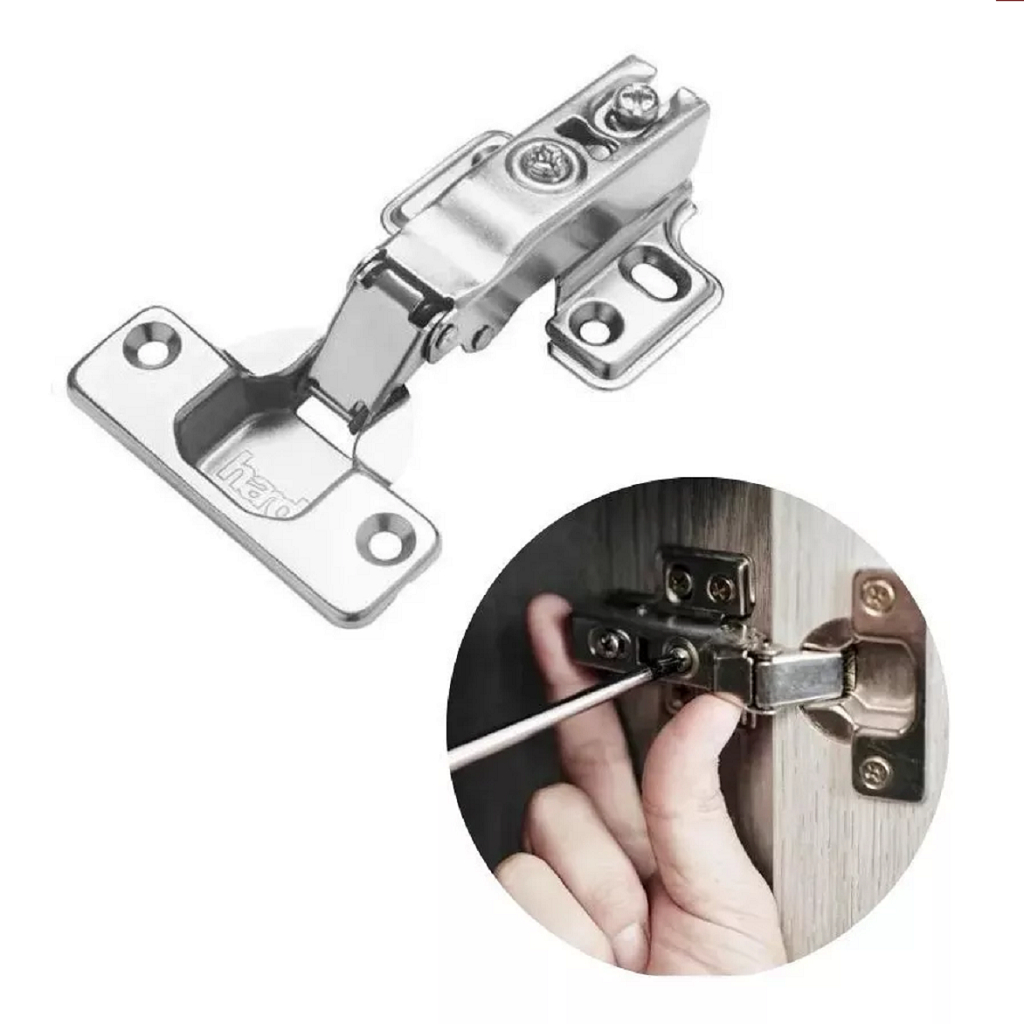 Dobradiça Curva Clip On 35mm Inox Com Amortecedor Para Armário Porta Móveis Cozinha Hardt S95 98°