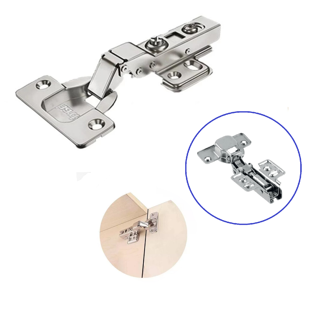 Dobradiça Amortecedor Curva Click Inox 35mm Kit Com Parafusos p/ Armário Móveis Caneco Renna 165°