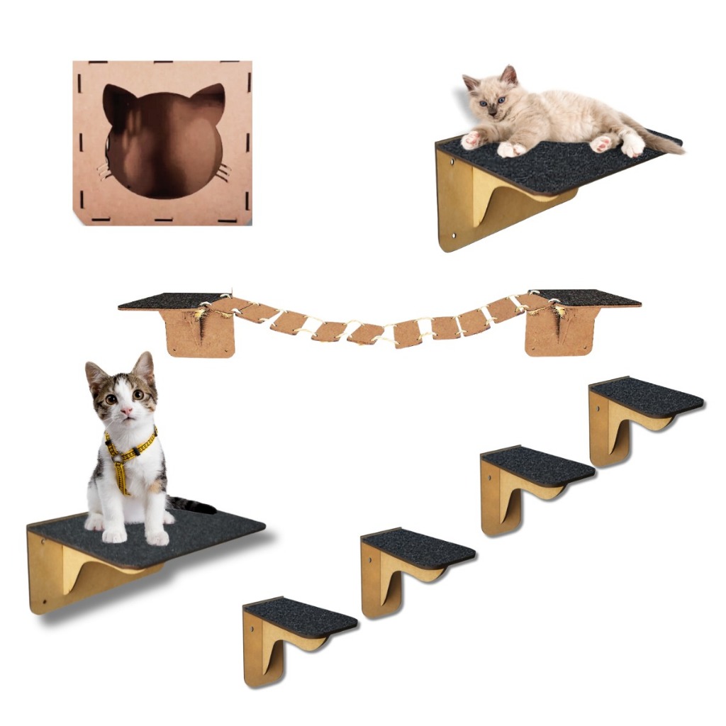 Playground Brinquedo para Gatos 8 peças com antiderrapante em Oferta na Shopee