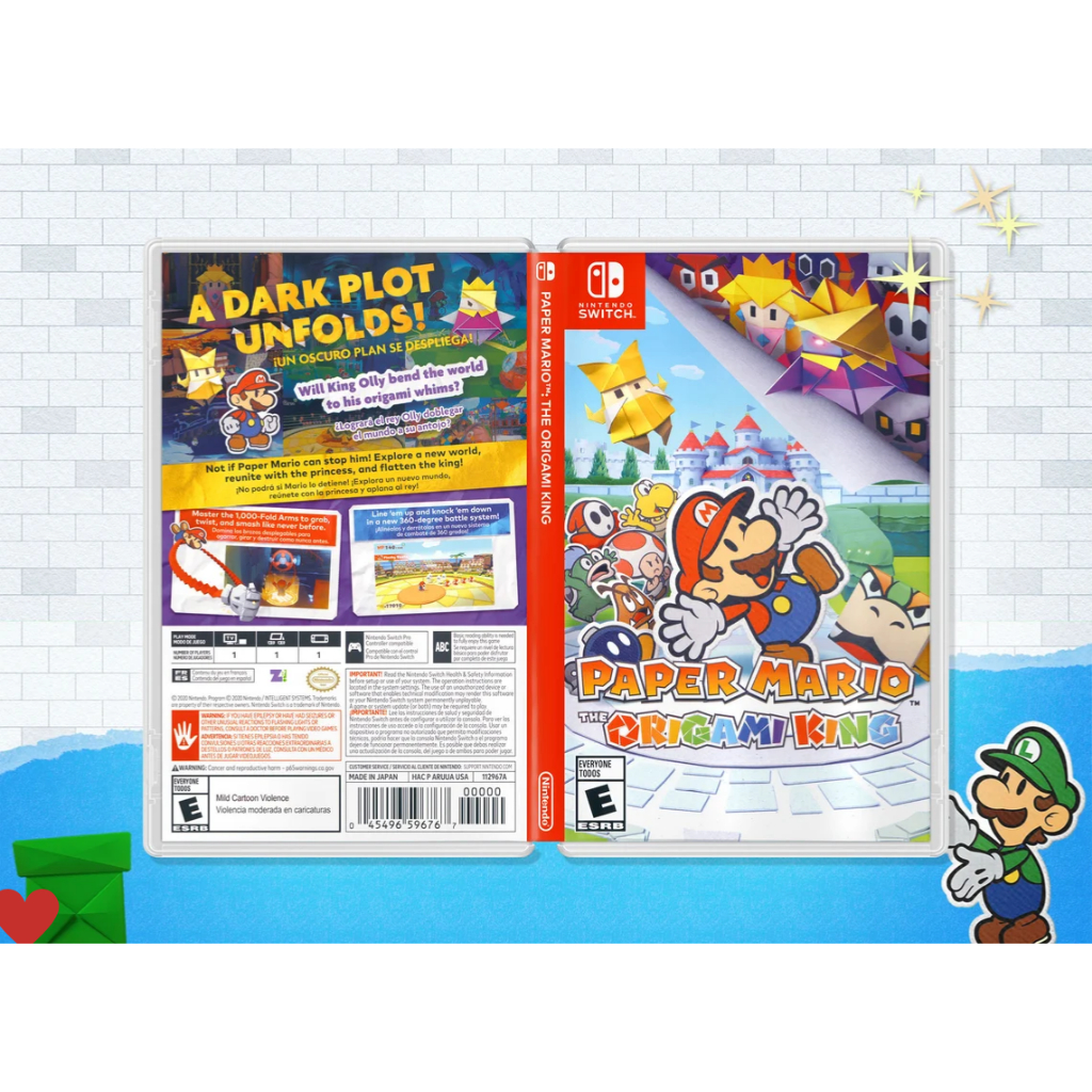 Paper Mario the Origami King Encarte Impresso Switch - Reposição de Capa Frente e Verso Case e Cover