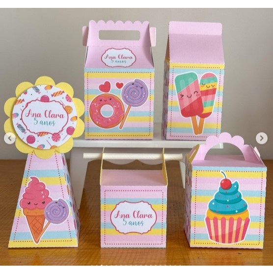 KIT FESTA CONFEITARIA, DOCES 1/ Personalizado pegue e Monte Lembrancinhas - Aniversário - Caixinha