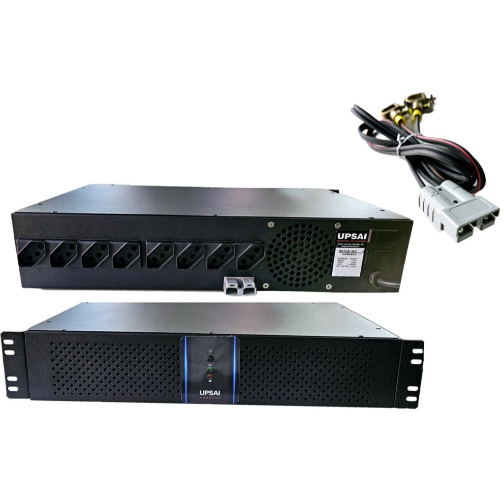 Nobreak Rack 1400va 1.4kva 19 2u Entrada Bivolt Saida 115v + Cabo P/ Bateria Auxiliar Externa Upsai