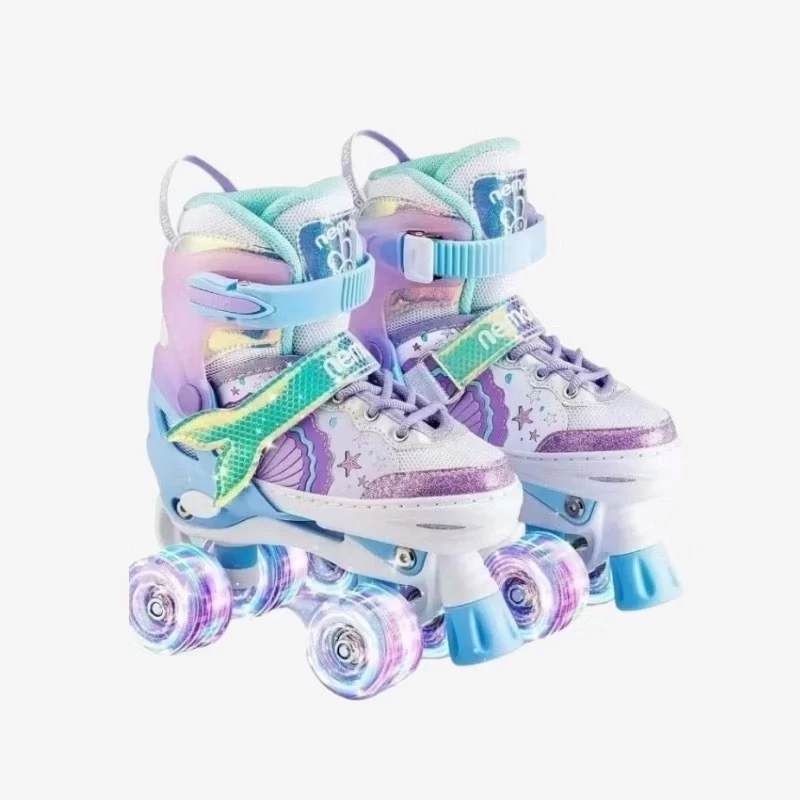 Patins roller 4 Rodas ARCO ÍRIS Com Luz De LED E Glitter Modelo Premium — imagem 1