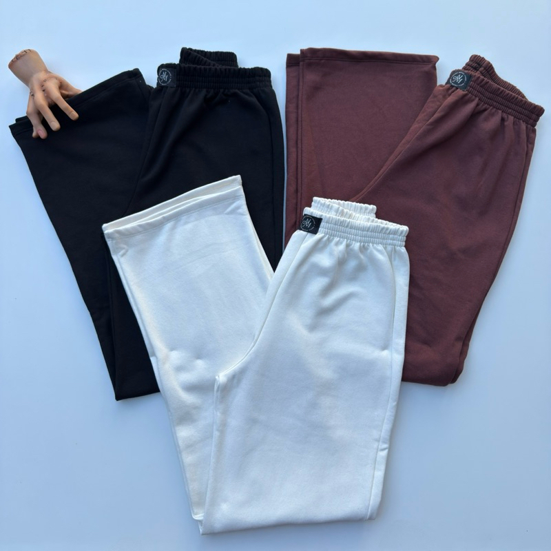 Calça Pantalona Feminina Cintura Alta no moletom confortável e estilosa Calça Wide Leg Mol...