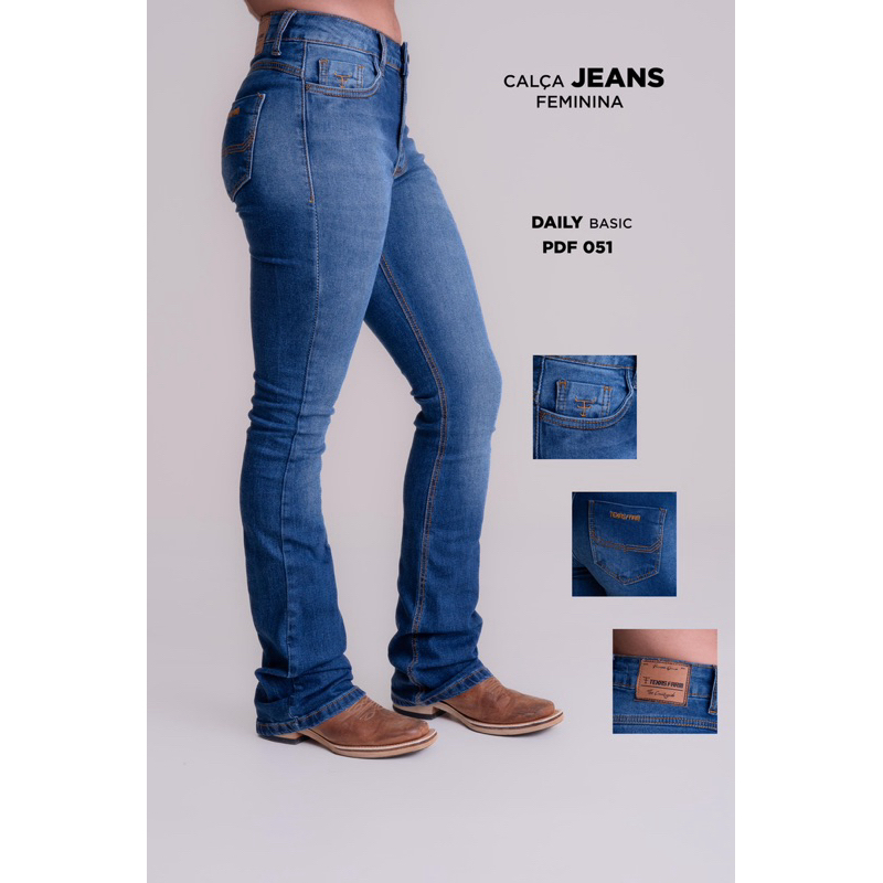 CALÇA JEANS FEMININA TEXAS FARM DAILY BASIC em Oferta na Shopee