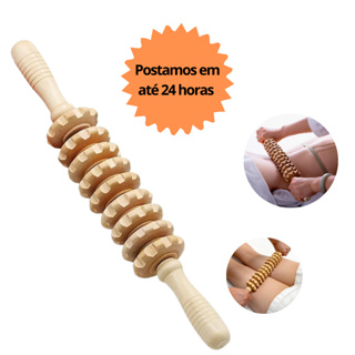 Rolo Bastão Massageador de Madeira P/ Tratamento de Celulite Relaxante Modelador Terapia Corporal em Oferta na Shopee