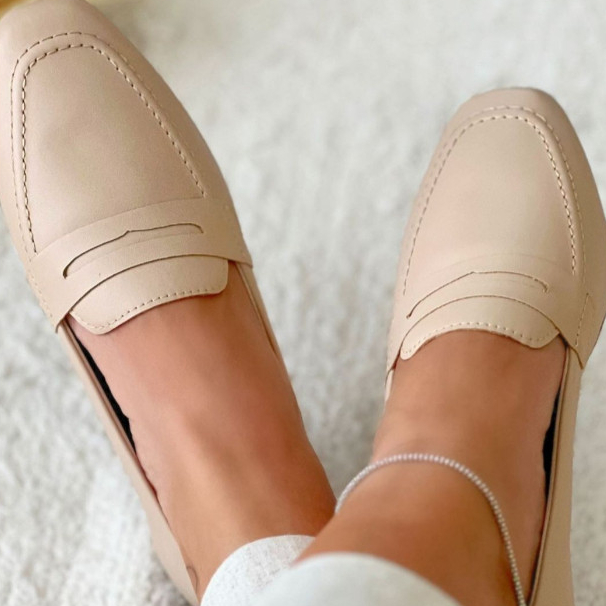 Sapatilha Mocassim Feminina Nude Sapato Sola Baixa Moda Casual Confortável Tendência Lançamento