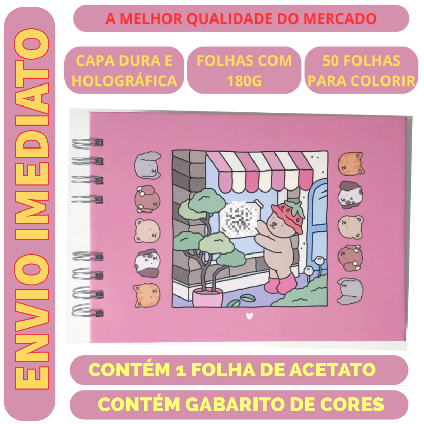 Livro de Colorir ESTOQUE GRANDE CAPA DURA HOLOGRÁFICA GRAMATURA 180 c/ ACETATO A5 Caderno ...