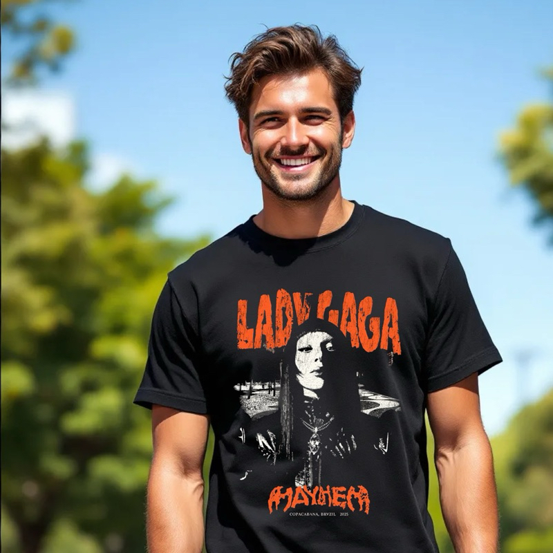 Camiseta Lady Gaga Show Brasil Artista Pop Cantora Internacional Blusa Unissex Algodão Mayhem