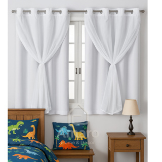 Cortina Blackout com Voil Voal 2,20 x 1,40 m Blacaute com Voal para Sala, Quarto, Escritório em Oferta na Shopee