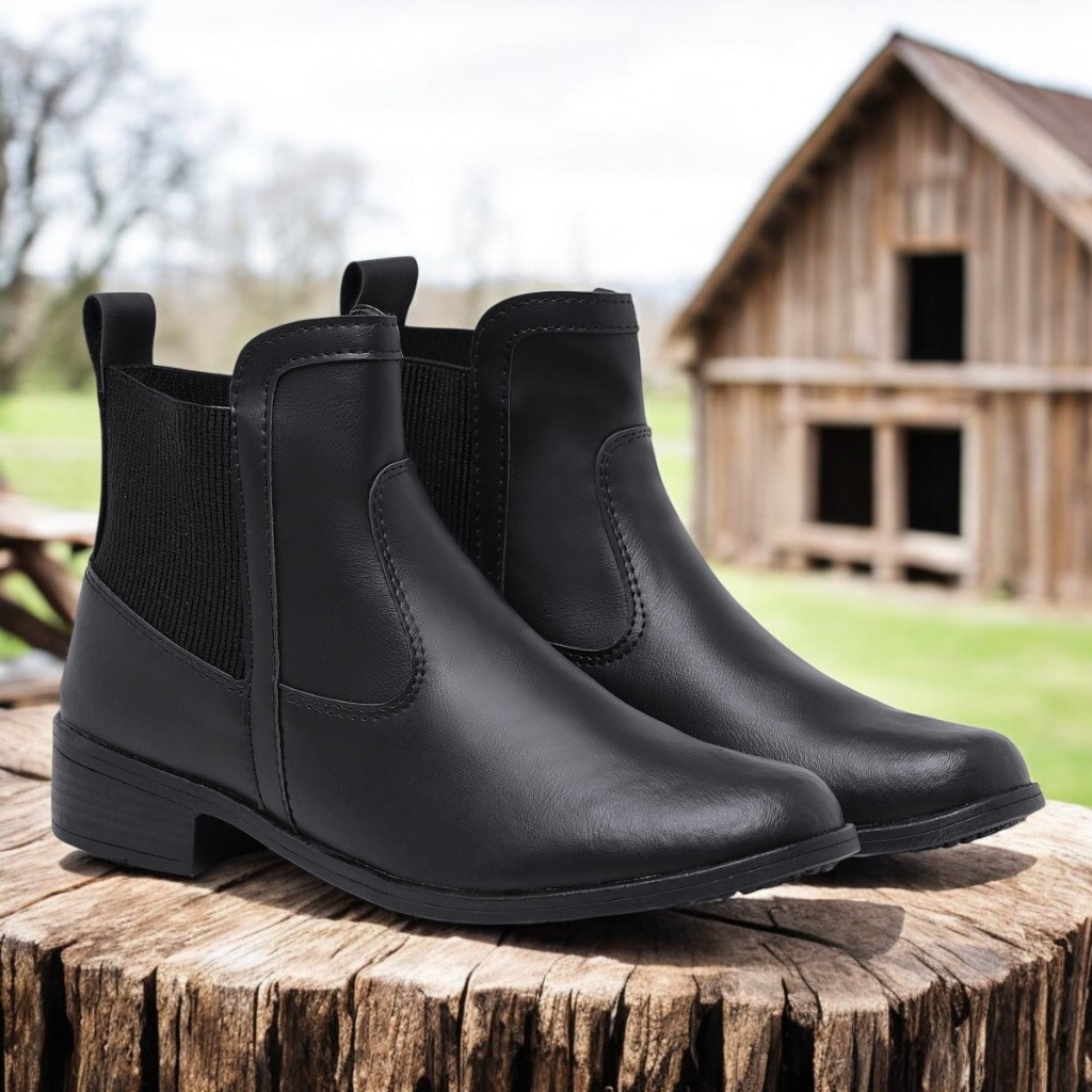 Bota Chelsea Feminina Coturno Cano Curto Botinha Sintética Básica Lisa Country Roça Confortável