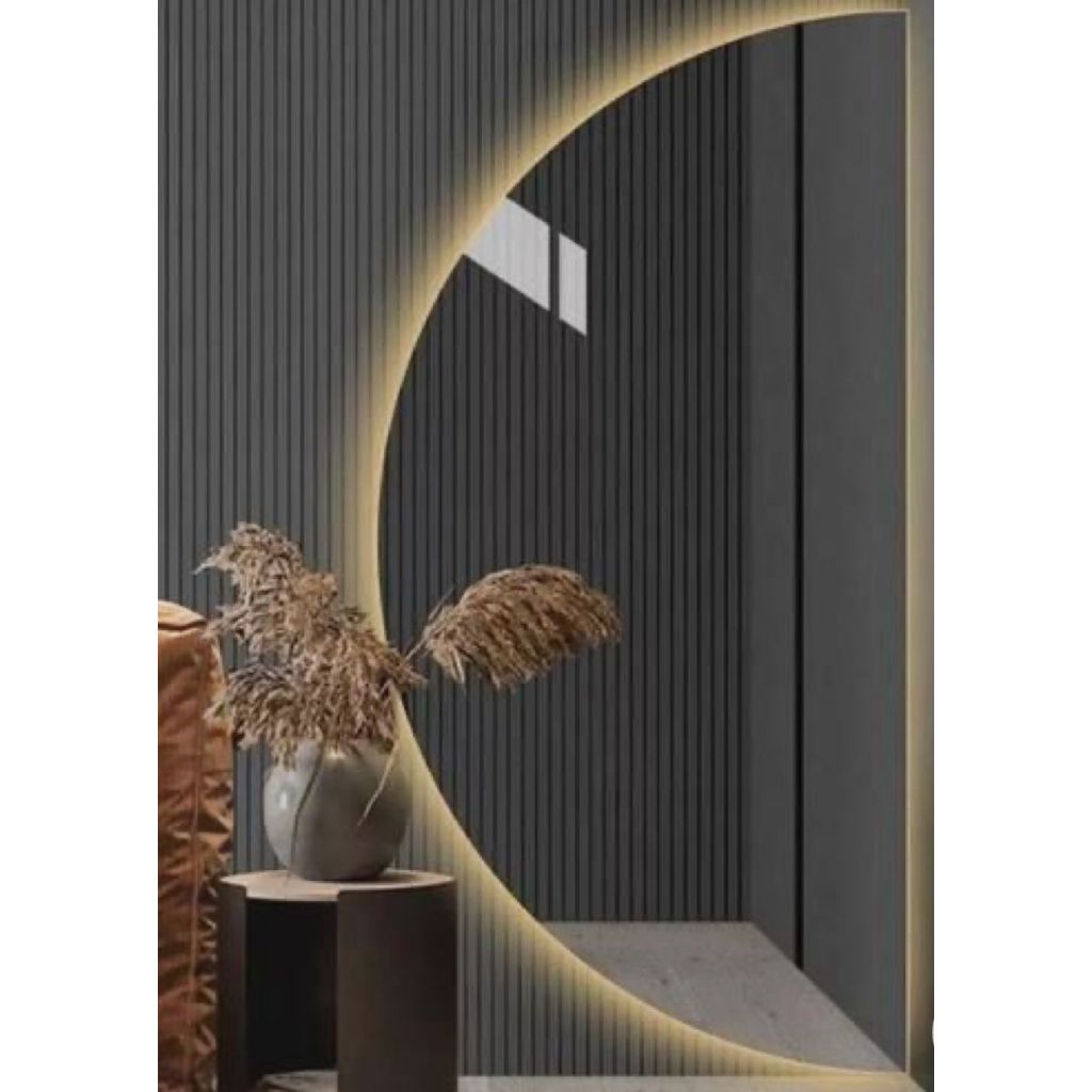 Espelho Meia Lua Organico 120X80CM Lapidado Corpo Inteiro Belo C/ LED  PILHAS QUENTE (MEIA LUA) em Oferta na Shopee
