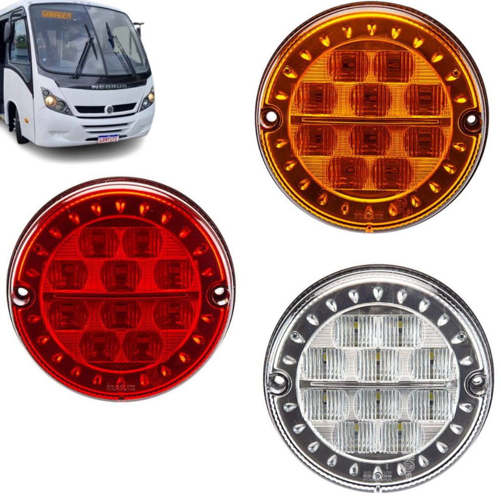 Lanterna Traseira Micro Onibus Neobus Thunder + Thunder Plus 125mm Led 24vts