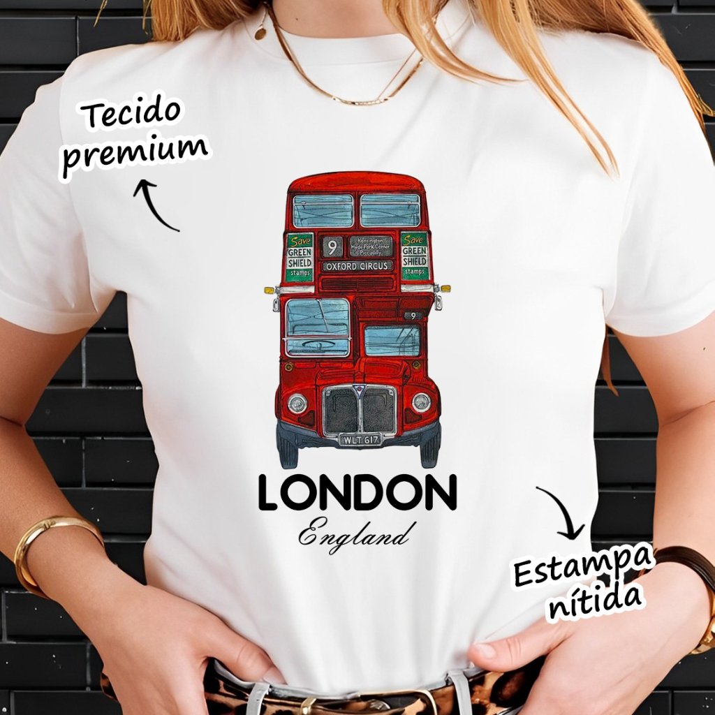 Camiseta Premium Keep Calm and Go to London - Onibus Londrino