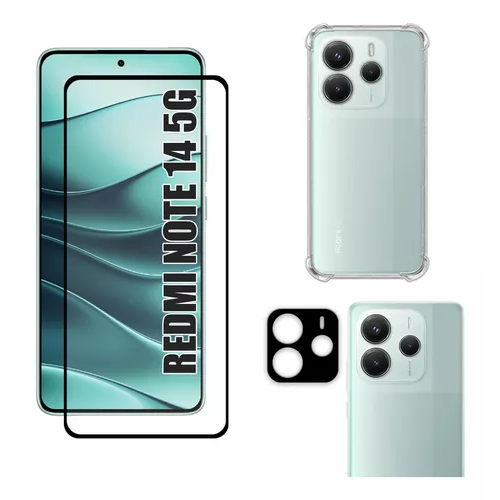 KIt Pelicula Vidro 3D Xiaomi Note 14 5G  + Capa Capinha Anti Shock + Pelicula Ca