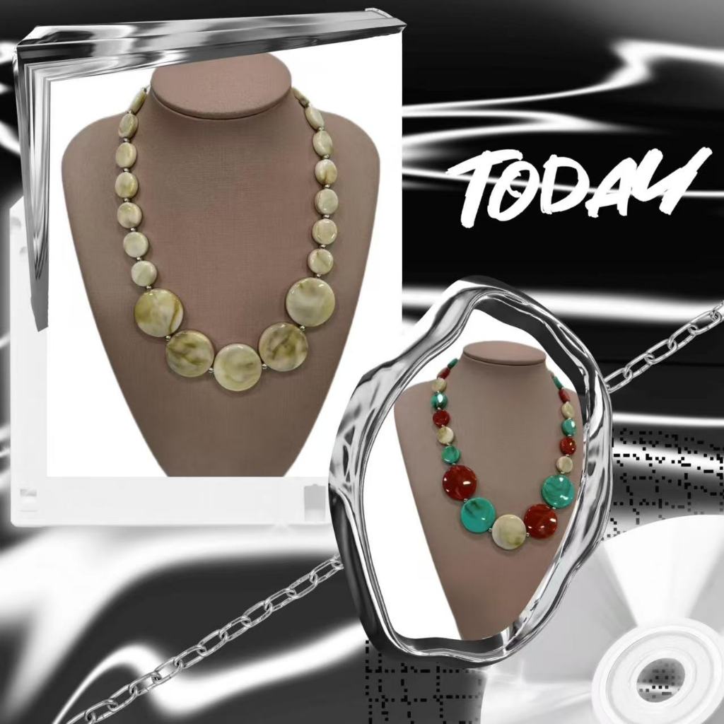 Colar Feminino Maxi Pastilhas Resinadas Redondas Fio Encerado em Oferta na Shopee