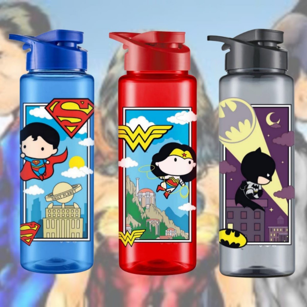 Squeeze Garrafinha Funko Batman Superman Mulher Maravilha Plástico 750ml