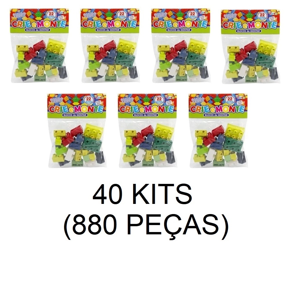 Kit 40 Kits (880 Blocos) De Montar Criança Brinquedo Infantil Didático bloco de montar