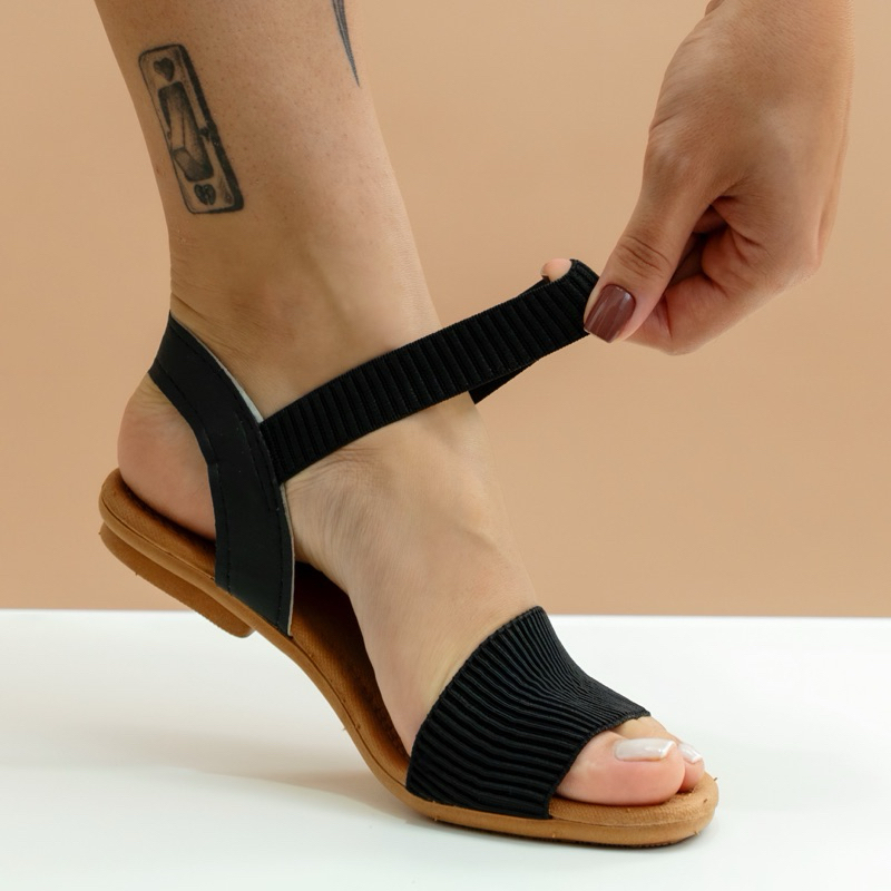 Sandália Rasteirinha Feminina Elástico Confortável Leve Macia ortopédica não machuca Calc Fácil Antiderrapante Promoção em Oferta na Shopee