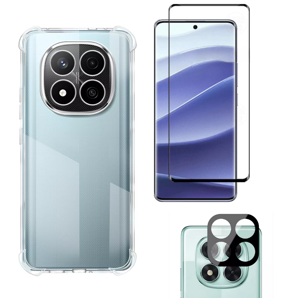 Kit Para Xiaomi Redmi Note 14 Pro 5g 6.67 | Película Cerâmica 9D - Capa Anti Shock - Película da Câmera 3D
