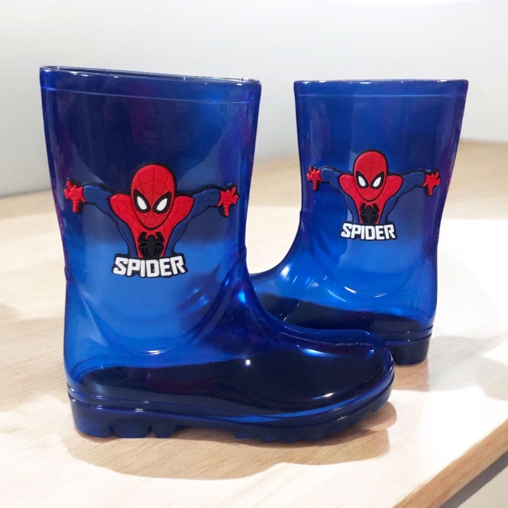 Galocha Bota de Chuva Cano Alto Homem Aranha Infantil Menino Juvenil Leve Moderna Confortável Estilosa