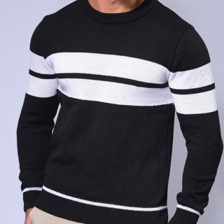 Blusa Listrada Masculina de Tricot Estilo Casual Suéter Inverno Elegante Gola Redonda e Conforto em Oferta na Shopee