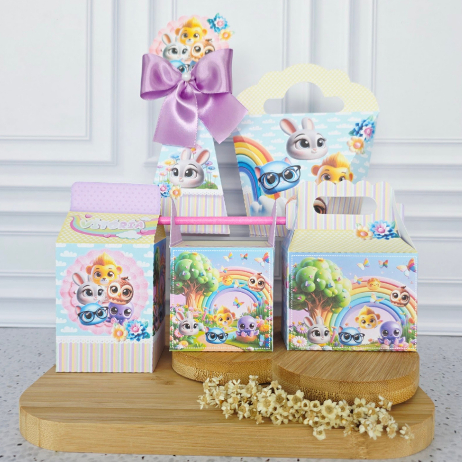 Kit Festa Aniversário Bolofofos Caixinhas  Personalizadas Lembrancinhas para Festas  ( PEGUE E MONTE COM LAÇOS)