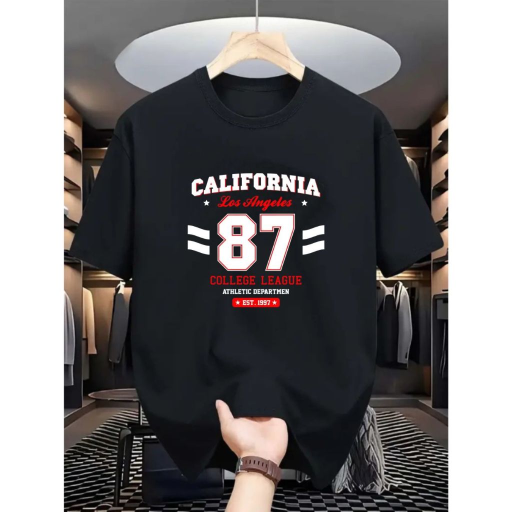 Camiseta Masculina 100% Algodão Estampada CALIFORNIA 87 Camisa Unissex Premium