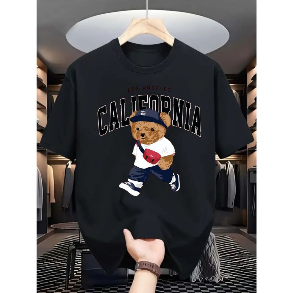 Camiseta Masculina 100% Algodão Estampada CALIFORNIA BEAR Camisa Unissex Premium