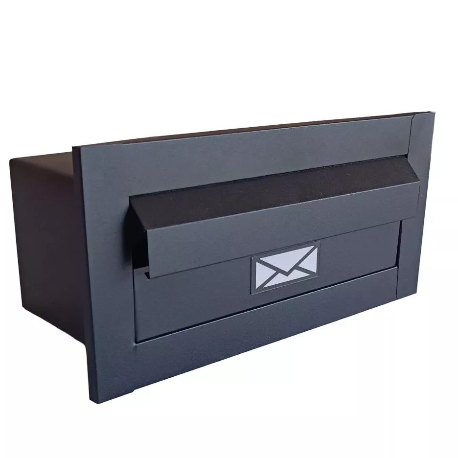 Caixa De Correios Correspondência Luxo Linear Elegante  P/ Embutir Parede Cor: Preto Fosco