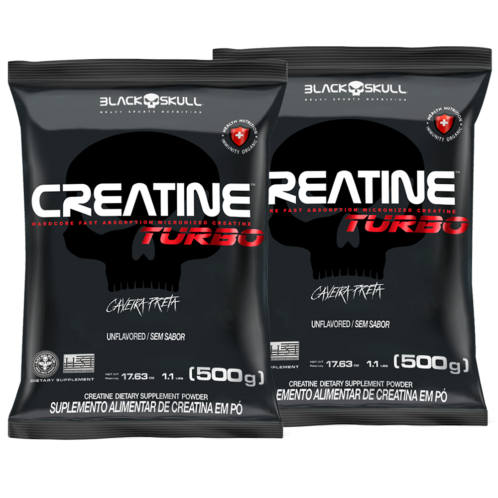 Preto Skull Kit 2x Creatine Turbo Refil 500g Cada (Creatina Caveira Preta)