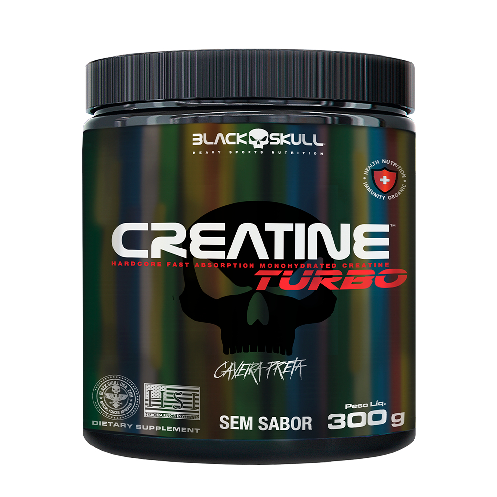 Black Skull Creatine Turbo Pote 300g (Creatina Caveira Preta)