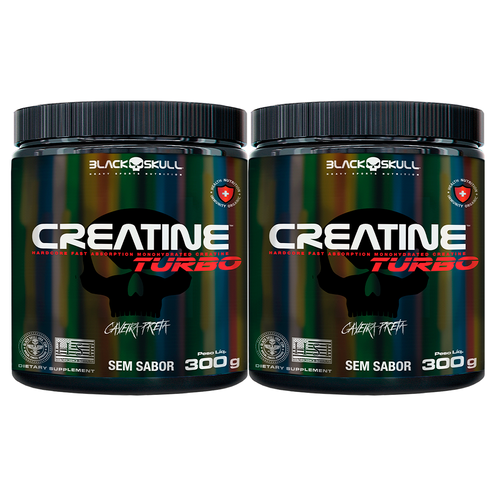 Black Skull Kit 2x Creatine Turbo Pote 300g Cada (Creatina Caveira Preta)