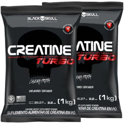 Black Skull Kit 2x Creatine Turbo Refil 1kg Cada (Creatina Caveira Preta)