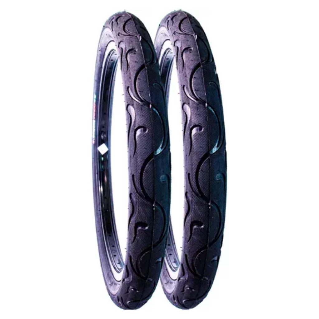 Par Pneu De Bicicleta Flame Aro 20 X 2.125 Super Power Slick Balão