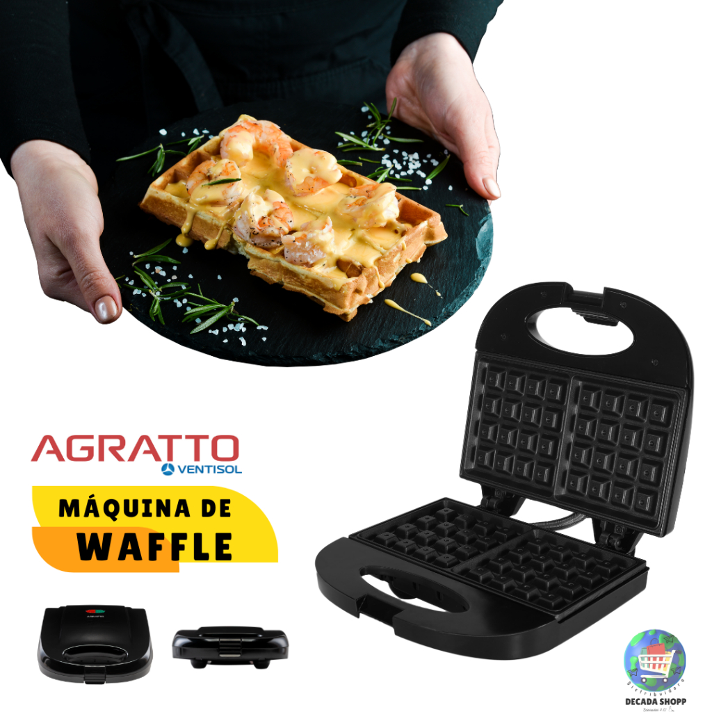 Máquina Waffle Elétrica Antiaderente NÃO GRUDA! Agratto 127V/220V Portátil Cozinha Omelete Panquecas