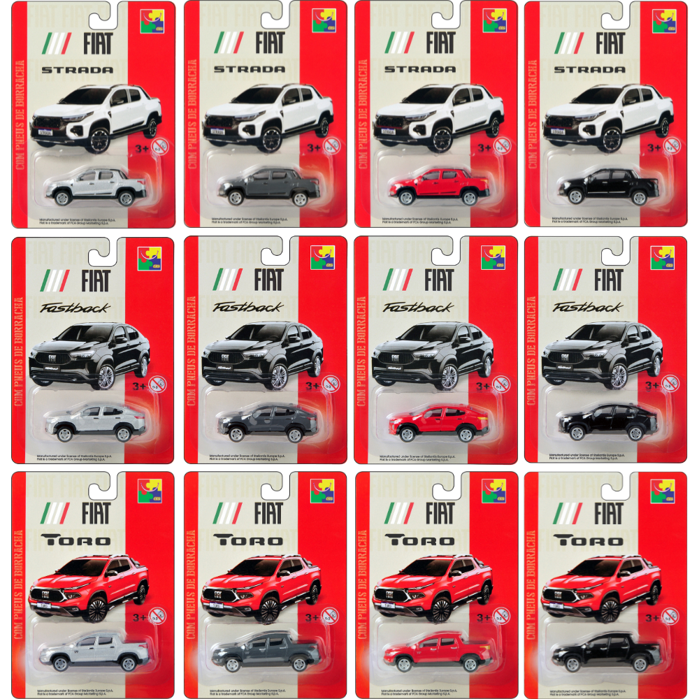 Carro Miniatura  Picape Fiat Toro Fiat Strada Fiat Fastback 1:64 CKS Miniatura Fiat