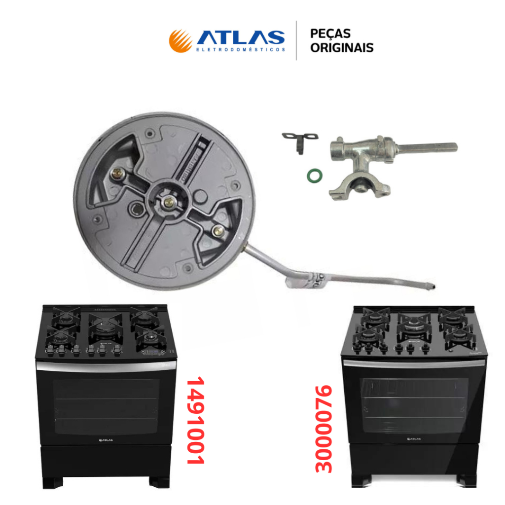 KIT CÂMARA +CANO COM RAMAL BOCA TRIPLA CHAMA FOGÃO U.TOP GLASS 30000076 PEÇAS ORIGINAIS ENVIO RÁPIDO