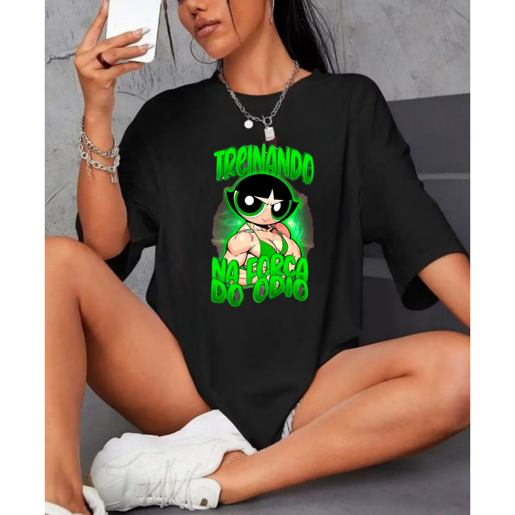 Camiseta camisa Academia Gym fitness Oversized meninas super poderosas blusão Treino streetwaer
