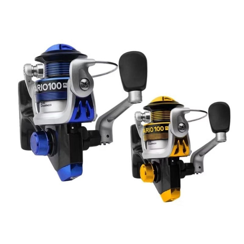 Molinete Micro Canário 100 Alumínio 3 Rol. Albatroz Cor Amarelo ou Azul Ultra-Light