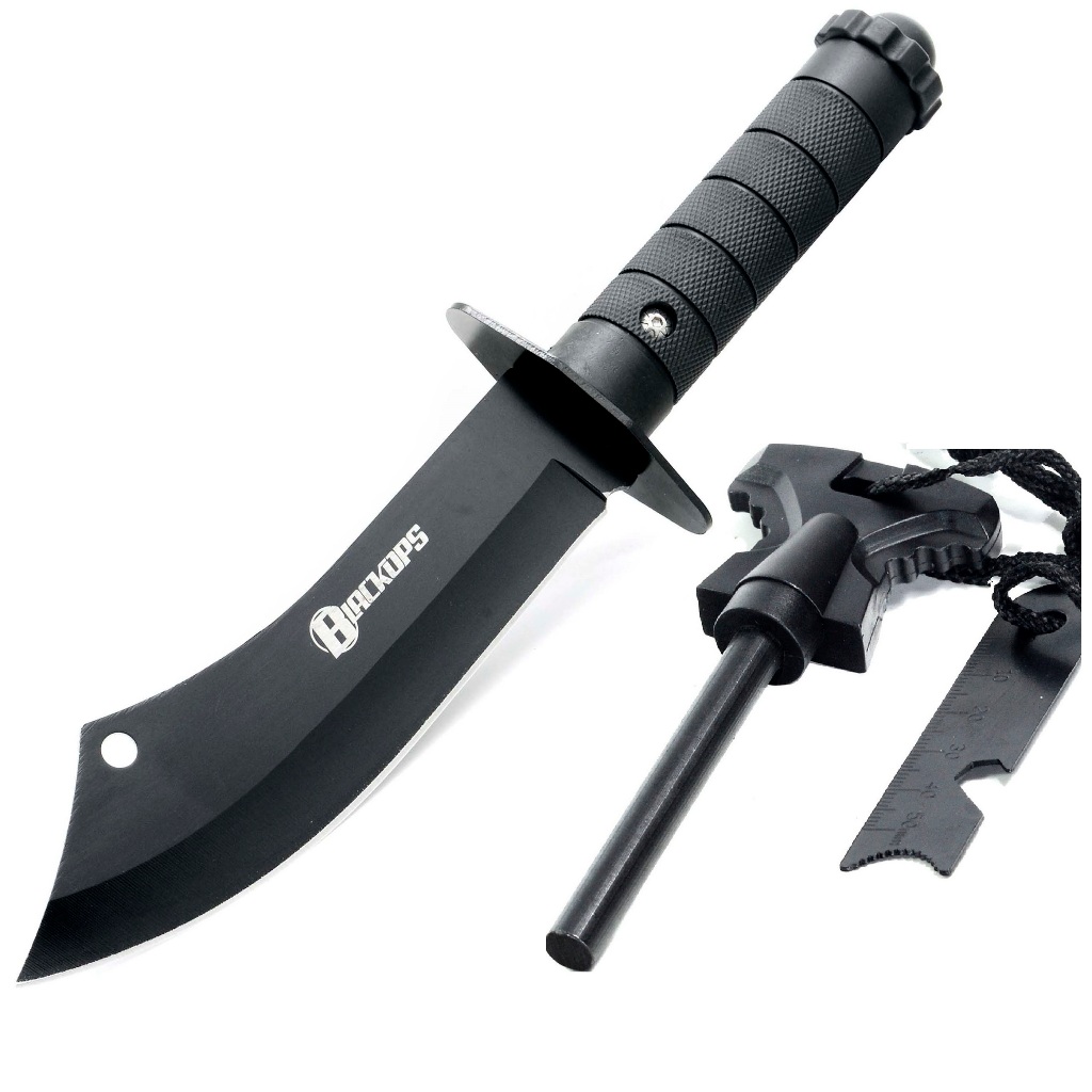 Faca Tática Sobrevivência Pesca Caça Selva Bainha THY-13 BLACK OPS + Pederneira Maciça de Magnésio
