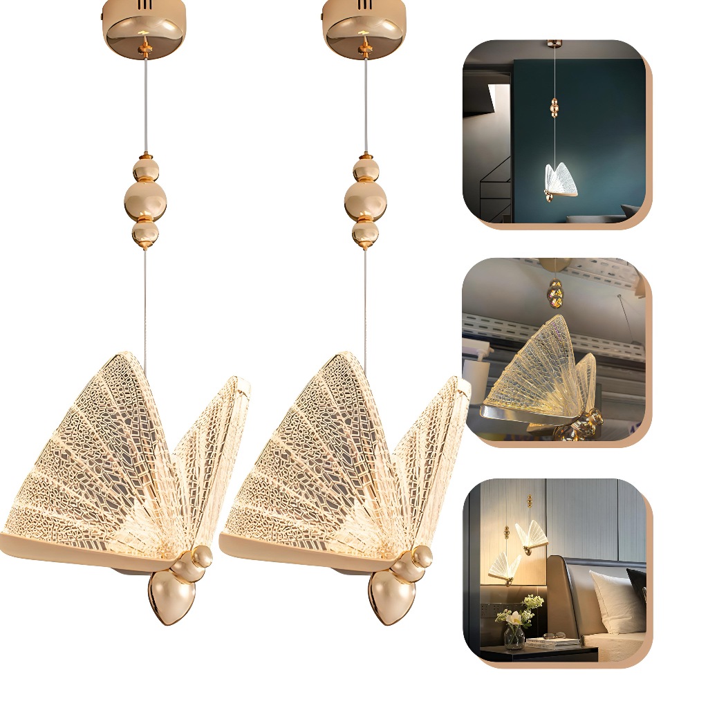 2 Pendente Luminária Wing Borboleta Dourada Bivolt 5w ENVIO IMEDIATO 2 Unidades em Oferta na Shopee